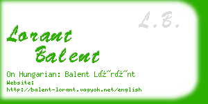 lorant balent business card